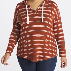 Market & Spruce Rust Pullover with White Stripes